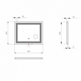 Дзеркало для ванної Sanwerk Ultra Мега 80х65 см з LED-підсвіткою ZU0000136
