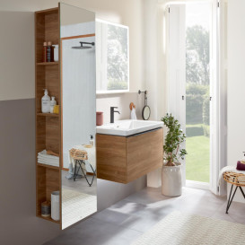 Зеркало для ванной Villeroy & Boch Subway 3.0 45х170 см с полками слева ДСП дуб канзас C59600RH