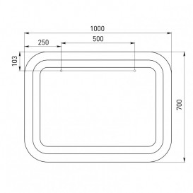 Дзеркало для ванної Volle 100х70 см сенсорне з підсвічуванням 16-46-107