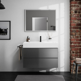 Зеркало Hansgrohe Xarita E 100,6х70,6 см с LED-подсветкой и датчиком прикосновения белый матовый 54986700