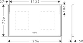 Зеркало Hansgrohe Xarita E 120,6х70,6 см с LED-подсветкой и датчиком прикосновения белый матовый 54985700