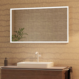 Зеркало Hansgrohe Xarita E 120,6х70,6 см с LED-подсветкой и ИК-датчиком белый матовый 54994700