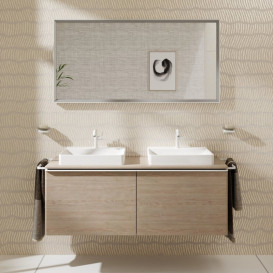 Зеркало Hansgrohe Xarita E 140,6х70,6 см с LED-подсветкой и ИК-датчиком белый матовый 54993700