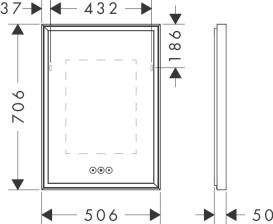 Дзеркало Hansgrohe Xarita E 50,6х70,6 см з LED-підсвічуванням та датчиком дотику білий матовий 54989700
