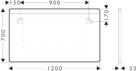 Зеркало Hansgrohe Xarita Lite Q 120х70 см с горизонтальной LED-подсветкой и ИК-датчиком черный матовый 54973670