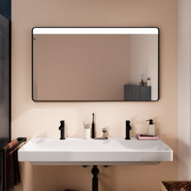 Зеркало Hansgrohe Xarita Lite Q 120х70 см с горизонтальной LED-подсветкой и ИК-датчиком черный матовый 54973670