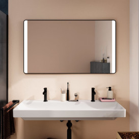 Зеркало Hansgrohe Xarita Lite Q 120х70 см с боковой LED-подсветкой и ИК-датчиком черный матовый 54978670