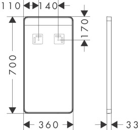 Зеркало Hansgrohe Xarita Lite Q 36х70 см с горизонтальной LED-подсветкой и ИК-датчиком белый матовый 54968700