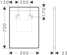 Дзеркало Hansgrohe Xarita Lite Q 50х70 см з горизонтальним LED-підсвічуванням та ІЧ-датчиком чорний матовий 54969670