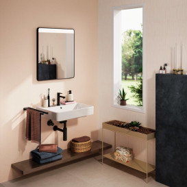 Зеркало Hansgrohe Xarita Lite Q 60х70 см с горизонтальной LED-подсветкой и ИК-датчиком черный матовый 54970670