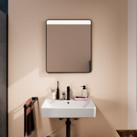 Зеркало Hansgrohe Xarita Lite Q 60х70 см с горизонтальной LED-подсветкой и ИК-датчиком черный матовый 54970670