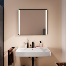 Зеркало Hansgrohe Xarita Lite Q 80х70 см с боковой LED-подсветкой и ИК-датчиком черный матовый 54976670