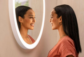 Зеркало Hansgrohe Xarita Lite S ⌀90 см с круговой LED-подсветкой и ИК-датчиком белый матовый 54980700