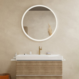 Зеркало Hansgrohe Xarita Lite S ⌀90 см с круговой LED-подсветкой и ИК-датчиком белый матовый 54980700