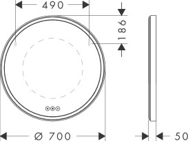 Зеркало Hansgrohe Xarita S ⌀70 см с LED-подсветкой и датчиком прикосновения белый матовый 54982700