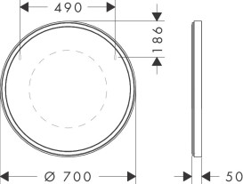 Дзеркало Hansgrohe Xarita S ⌀70 см з LED-підсвічуванням та ІЧ-датчиком білий матовий 54991700