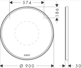 Зеркало Hansgrohe Xarita S ⌀90 см с  LED-подсветкой и датчиком прикосновения белый матовый 54981700