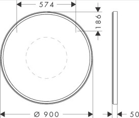 Зеркало Hansgrohe Xarita S ⌀90 см с LED-подсветкой и ИК-датчиком белый матовый 54990700