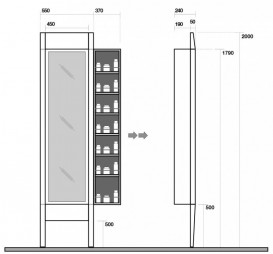 Зеркало напольное в деревянной раме Kerasan Bentley с выдвижной секцией тёмный ясень 918347