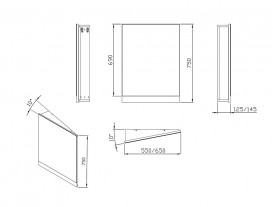 Зеркало настенное угловое Ravak 10° 650 L левостороннее серый глянец X000001077
