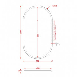 Зеркало в ванную комнату Artceram Arco 50х90 см с подсветкой ACS012