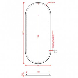 Дзеркало у ванній кімнаті Artceram Arco 50х120 см з підсвічуванням ACS014
