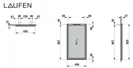 Зеркало в ванную комнату Laufen Frame 25 45х82,5 см с алюминиевой рамой черный матовый H4474009004501