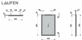 Дзеркало у ванній кімнаті Laufen Frame 25 55х82,5 см з алюмінієвою рамою H4474019001441
