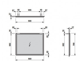 Дзеркало у ванній кімнаті Laufen Frame 25 90х70 см з алюмінієвою рамою H4474059001441