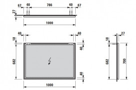 Зеркало в ванную комнату Laufen Frame 25 100х70 см с алюминиевой рамой H4474069001441