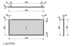 Зеркало в ванную комнату Laufen Frame 25 150х70 см с алюминиевой рамой черный матовый H4474099004501