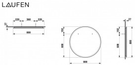 Дзеркало у ванній кімнаті Laufen Frame 25 ⌀80 см з LED-підсвіткою H4474339001441