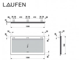Зеркало в ванную комнату Laufen Leelo 130 см с LED-подсветкой и естественным светом 3 сенсорных выключателя H4476839501441