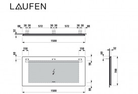 Зеркало в ванную комнату Laufen Leelo 150 см с LED-подсветкой и естественным светом 3 сенсорных выключателя H4476939501441