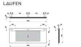 Дзеркало у ванній кімнаті Laufen Leelo 180 см з LED-підсвічуванням 1 сенсорним вимикачем та функцією пам'яті H4477029501441