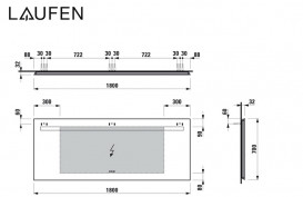 Дзеркало у ванній кімнаті Laufen Leelo 180 см з LED-підсвічуванням та природним світлом 3 сенсорних вимикача H4477039501441