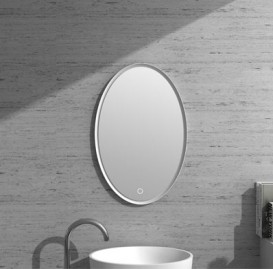 Зеркало в ванную комнату овальное Istone Oval с LED-подсветкой рама белый матовый камень WD2929-2