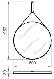Зеркало в ванную комнату Ponsi Tondo Ø60 рама черная экокожа BESPEPTOND0060