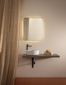 Дзеркало у ванній кімнаті Roca Luna 80x80 см з підсвіткою рама метал чорний матовий A812422000