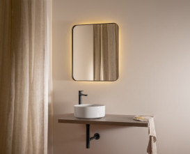 Дзеркало у ванній кімнаті Roca Luna 80x80 см з підсвіткою рама метал чорний матовий A812422000