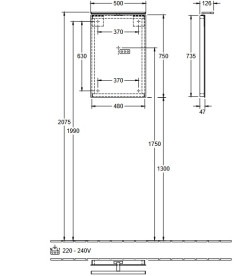 Зеркало в ванную комнату Villeroy & Boch More To See 50х75 см с подсветкой A4045000