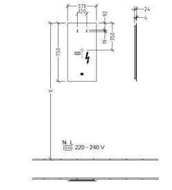 Зеркало в ванную комнату Villeroy & Boch More to See Lite 37х75 см с подсветкой A4593700