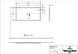 Дзеркало у ванну кімнату Villeroy & Boch Subway 3.0 140х75 см з підсвічуванням алюміній біколор A46314BC