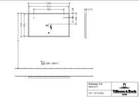 Дзеркало у ванну кімнату Villeroy & Boch Subway 3.0 130х75 см з підсвічуванням алюміній білий матовий A4631300