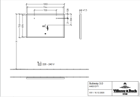 Зеркало в ванную комнату Villeroy & Boch Subway 3.0 120х75 см с подсветкой алюминий биколор A46312BC