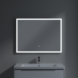 Зеркало в ванную комнату Villeroy & Boch Subway 3.0 100х75 см с подсветкой алюминий белый матовый A4631000