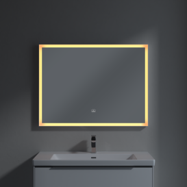 Зеркало в ванную комнату Villeroy & Boch Subway 3.0 100х75 см с подсветкой алюминий белый матовый A4631000