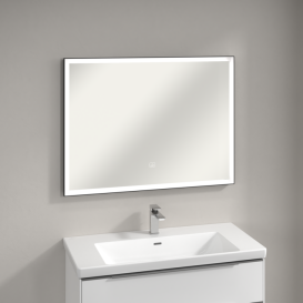 Дзеркало у ванну кімнату Villeroy & Boch Subway 3.0 100х75 см з підсвічуванням алюміній біколор A46310BC