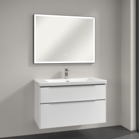 Дзеркало у ванну кімнату Villeroy & Boch Subway 3.0 100х75 см з підсвічуванням алюміній біколор A46310BC