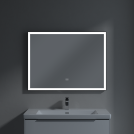 Дзеркало у ванну кімнату Villeroy & Boch Subway 3.0 100х75 см з підсвічуванням алюміній біколор A46310BC